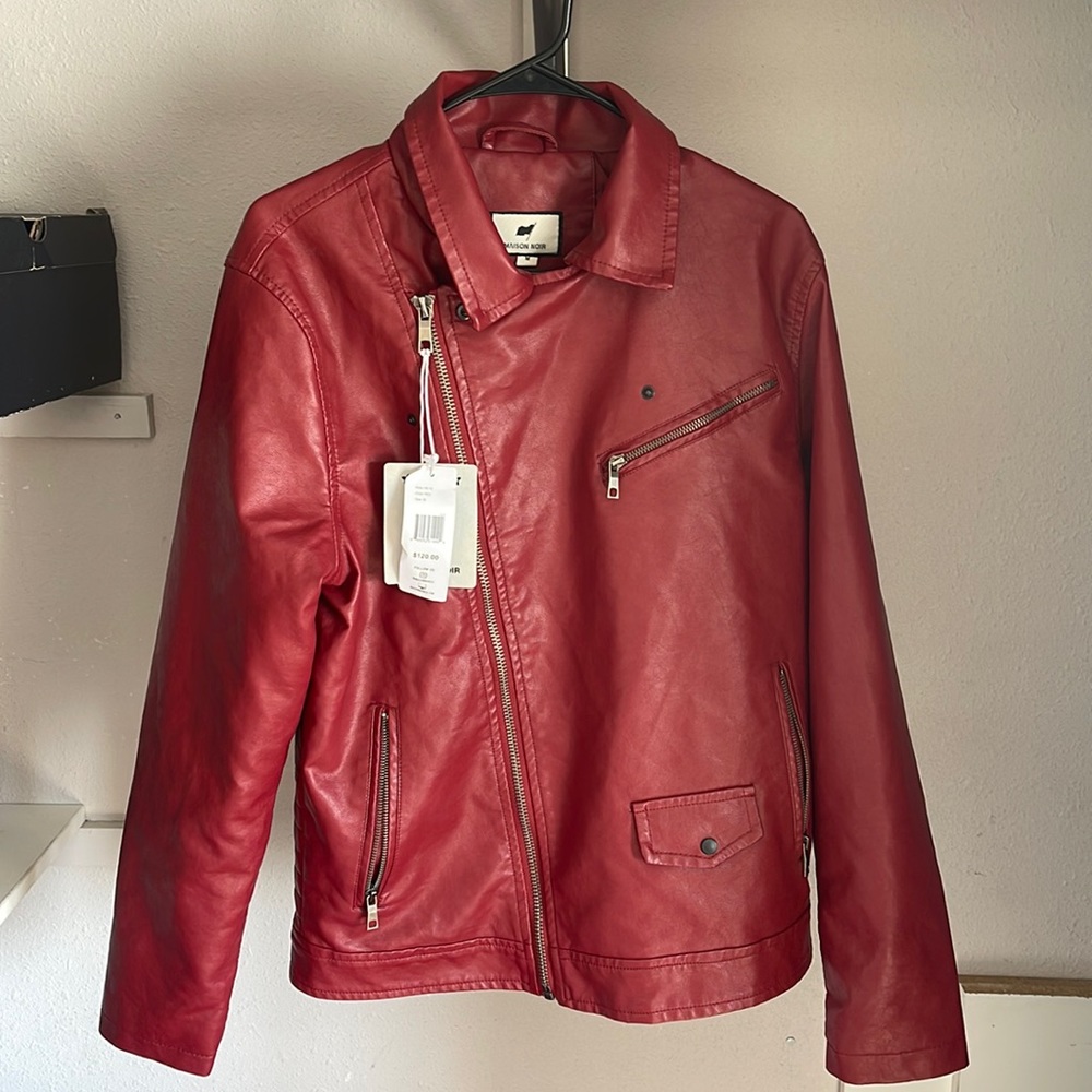 MASON NOIR Red Leather Jacket (Not real leather It’s Polyester)